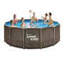 Voir la diapositive 3 : SUMMER WAVES Piscine tubulaire Active Frame Pool ronde effet rotin 4,57 x 1,06 m - Summer Waves