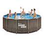 Voir la diapositive 3 : SUMMER WAVES Piscine tubulaire Active Frame Pool ronde effet rotin 4,57 x 1,06 m - Summer Waves