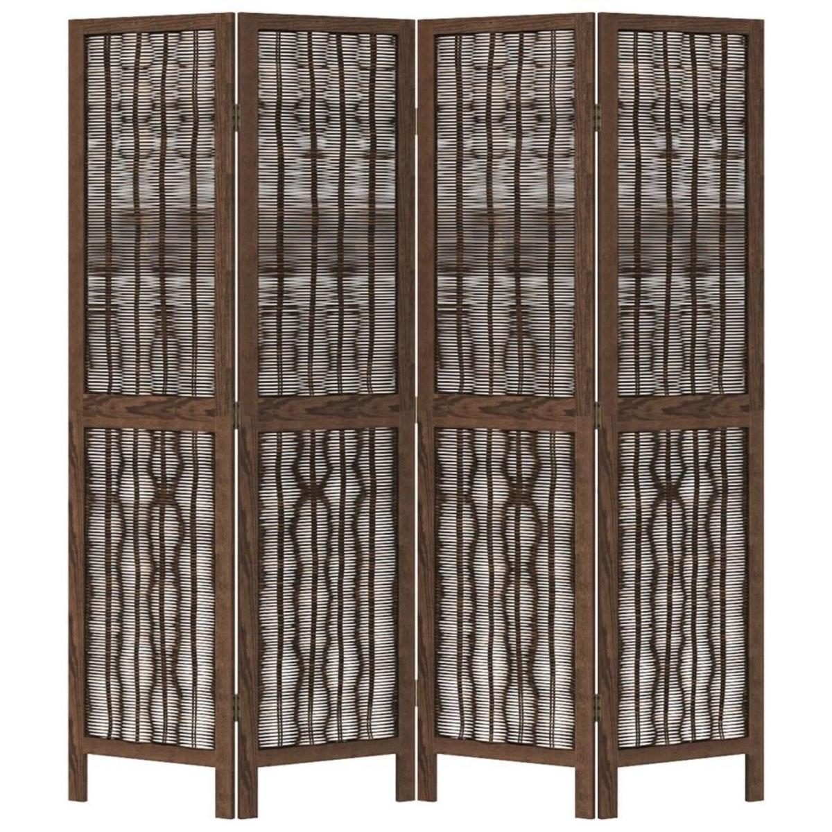 VIDAXL Cloison de separation 4 panneaux marron fonce paulownia massif