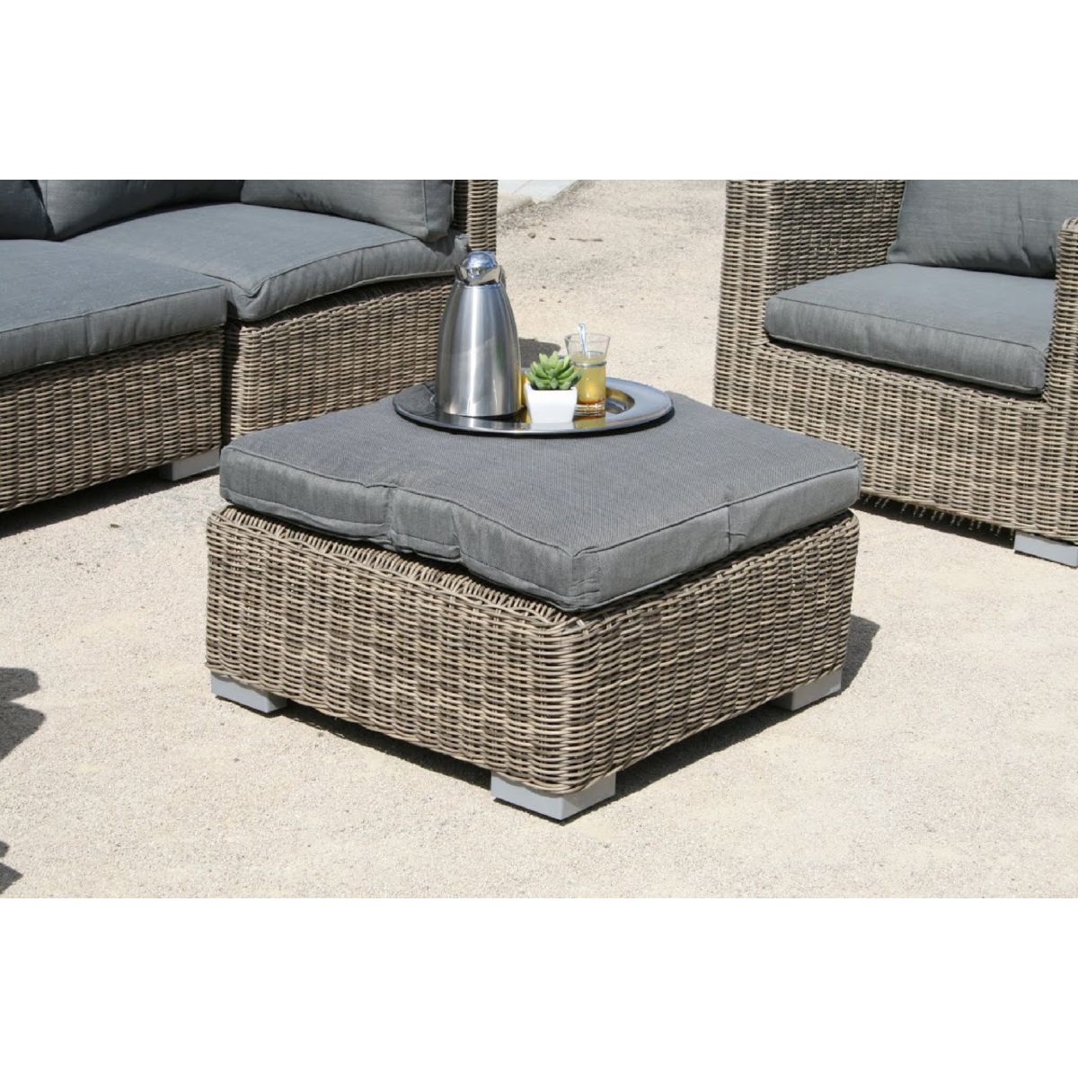 PARIS GARDEN Salon bas de jardin modulable - 6 places - Résine tressée - miel - MONTMARTRE