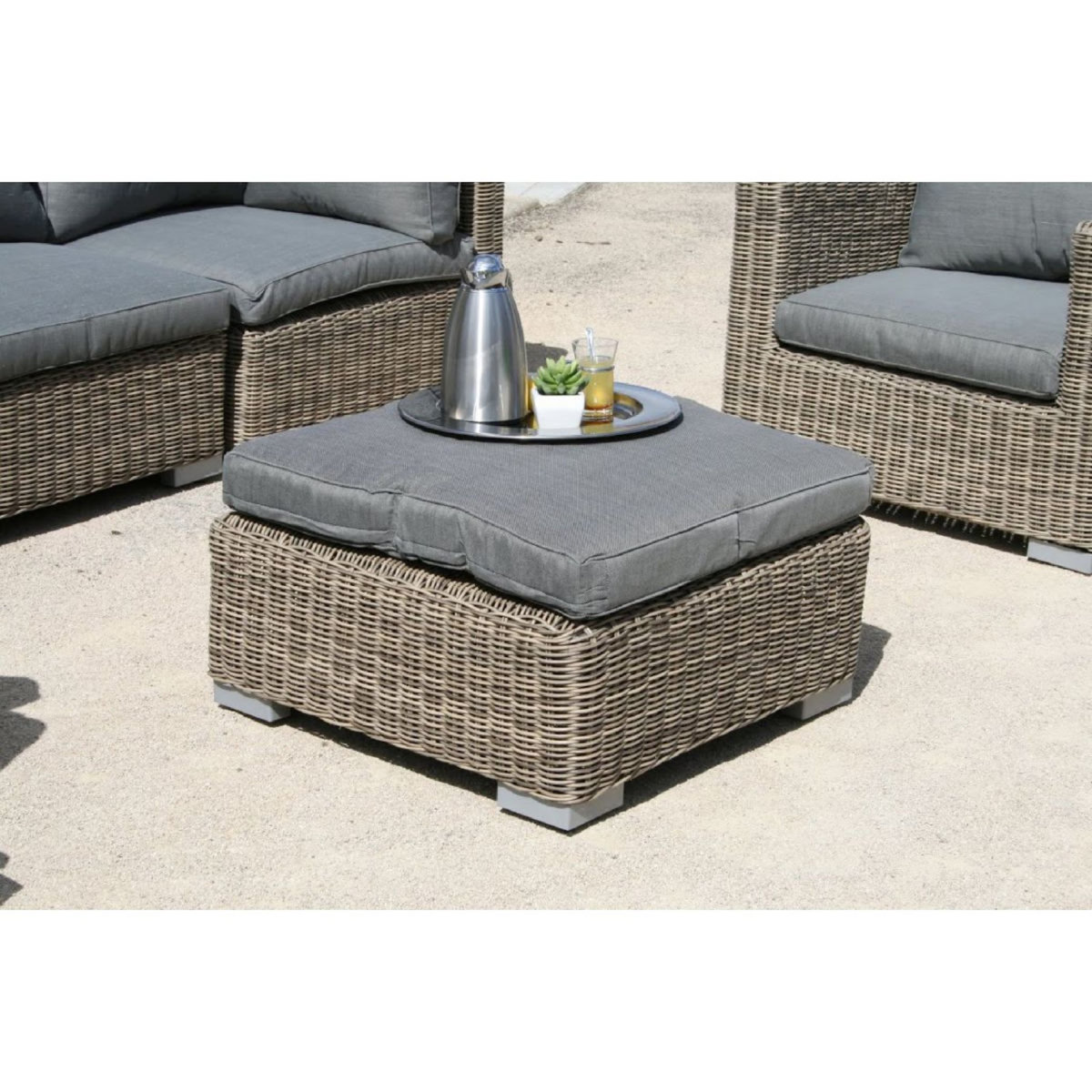 PARIS GARDEN Salon bas de jardin modulable - 6 places - Résine tressée - miel - MONTMARTRE