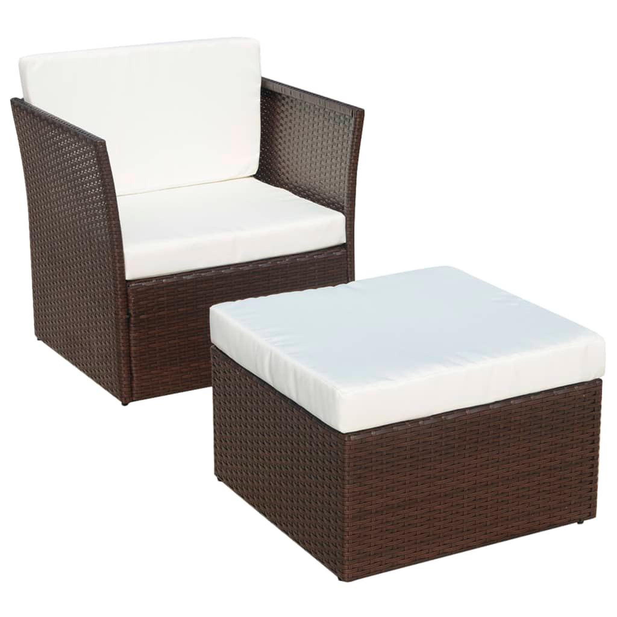 Voir la diapositive 2 : VIDAXL Chaise de jardin avec tabouret Marron Resine tressee