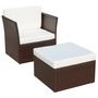 Voir la diapositive 2 : VIDAXL Chaise de jardin avec tabouret Marron Resine tressee