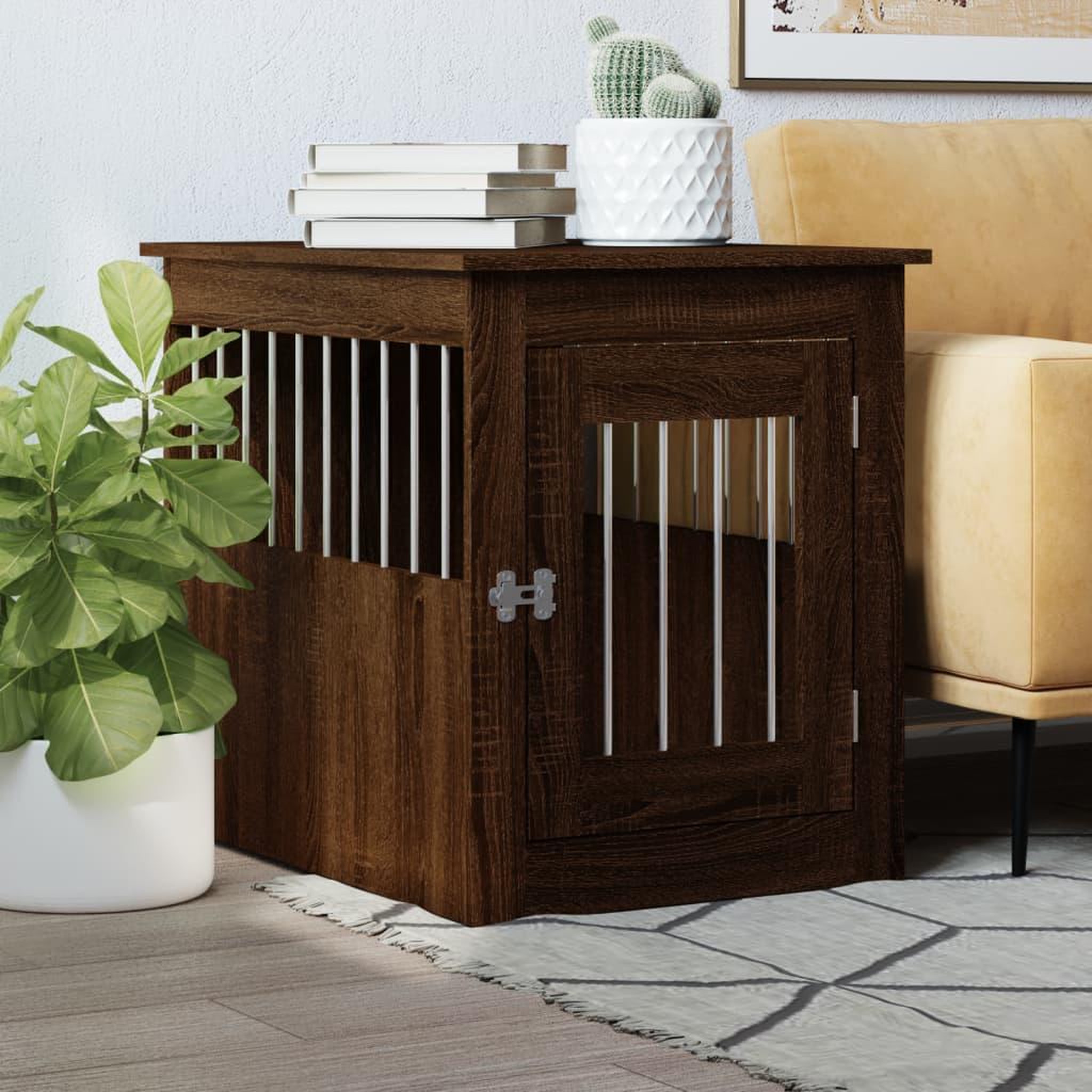 Voir la diapositive 1 : VIDAXL Meuble de cage pour chiens chene marron 55x75x65 cm