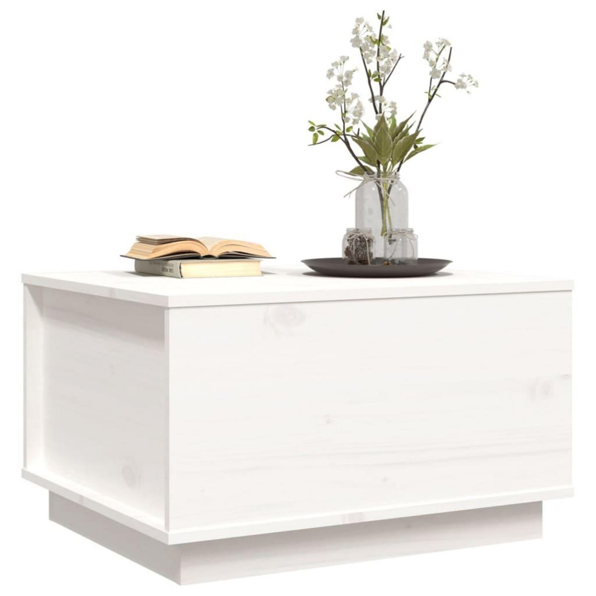 VIDAXL Table basse Blanc 60x50x35 cm Bois massif de pin