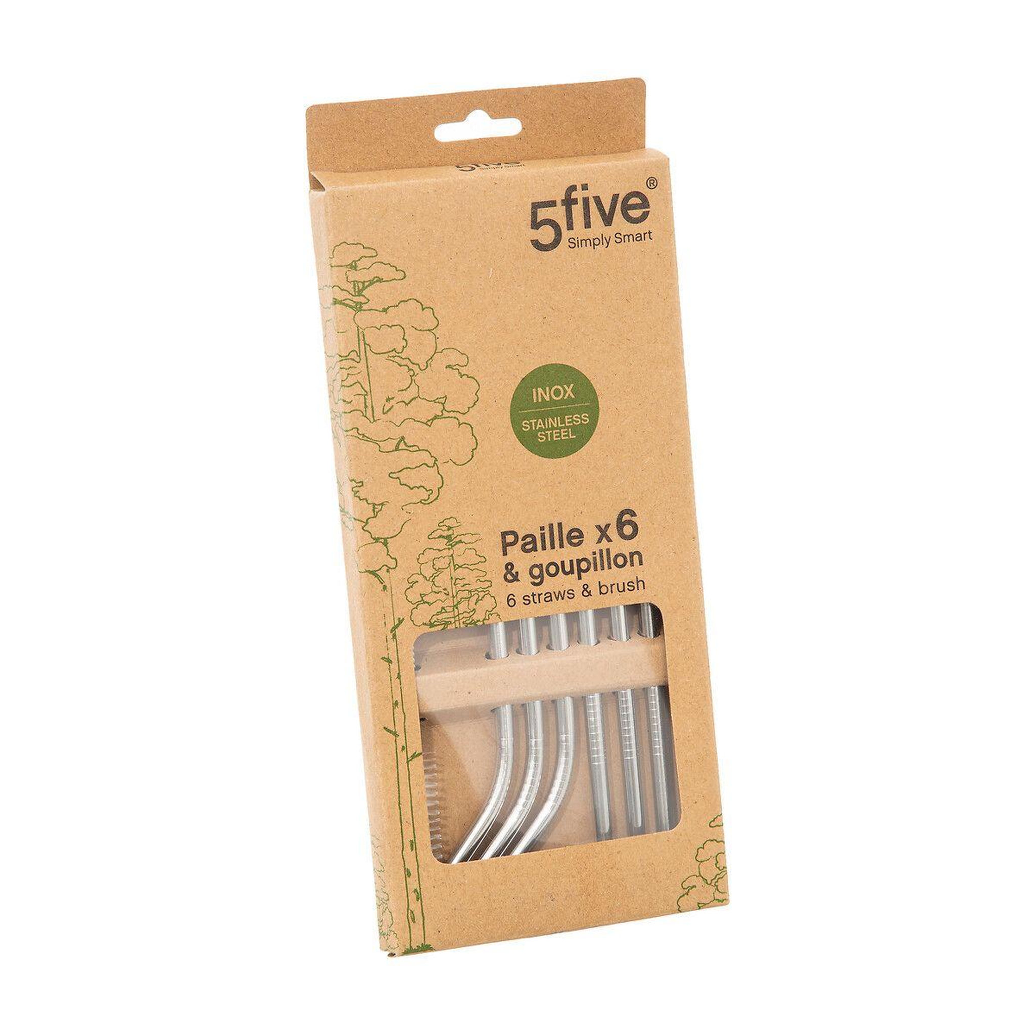 Voir la diapositive 5 : FIVE Paille x6 + goupillon inox