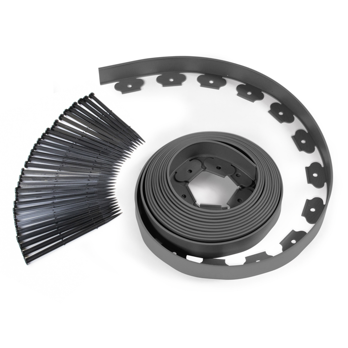 ID MARKET Bordurette de jardin flexible 10 M gris anthracite hauteur 5 CM + 30 piquets