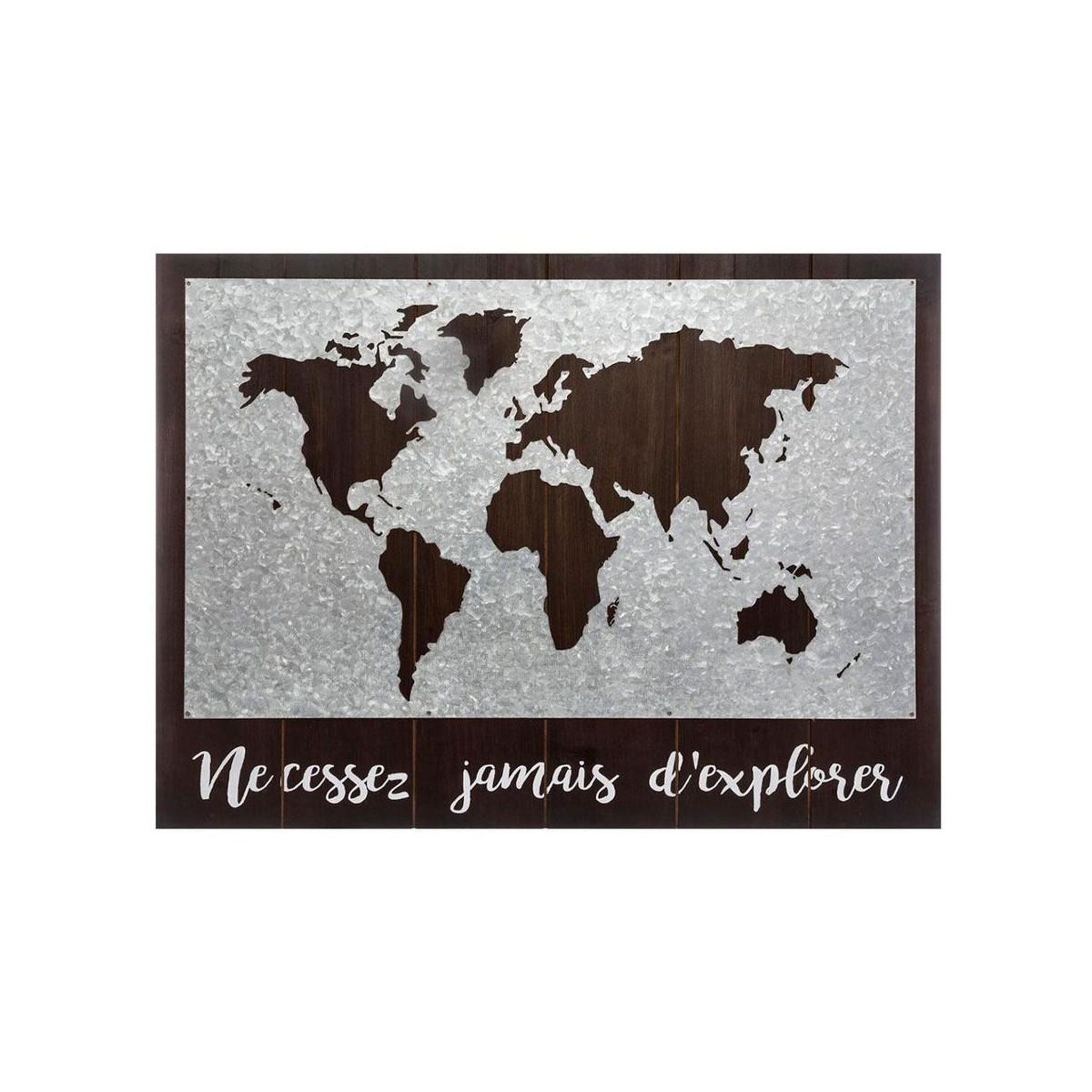 ATMOSPHERA Décoration murale  map monde  78cm naturel
