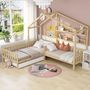 Voir la diapositive 5 : MERAX Lit cabane enfant 90x200(70x140)cm pin coloris naturel
