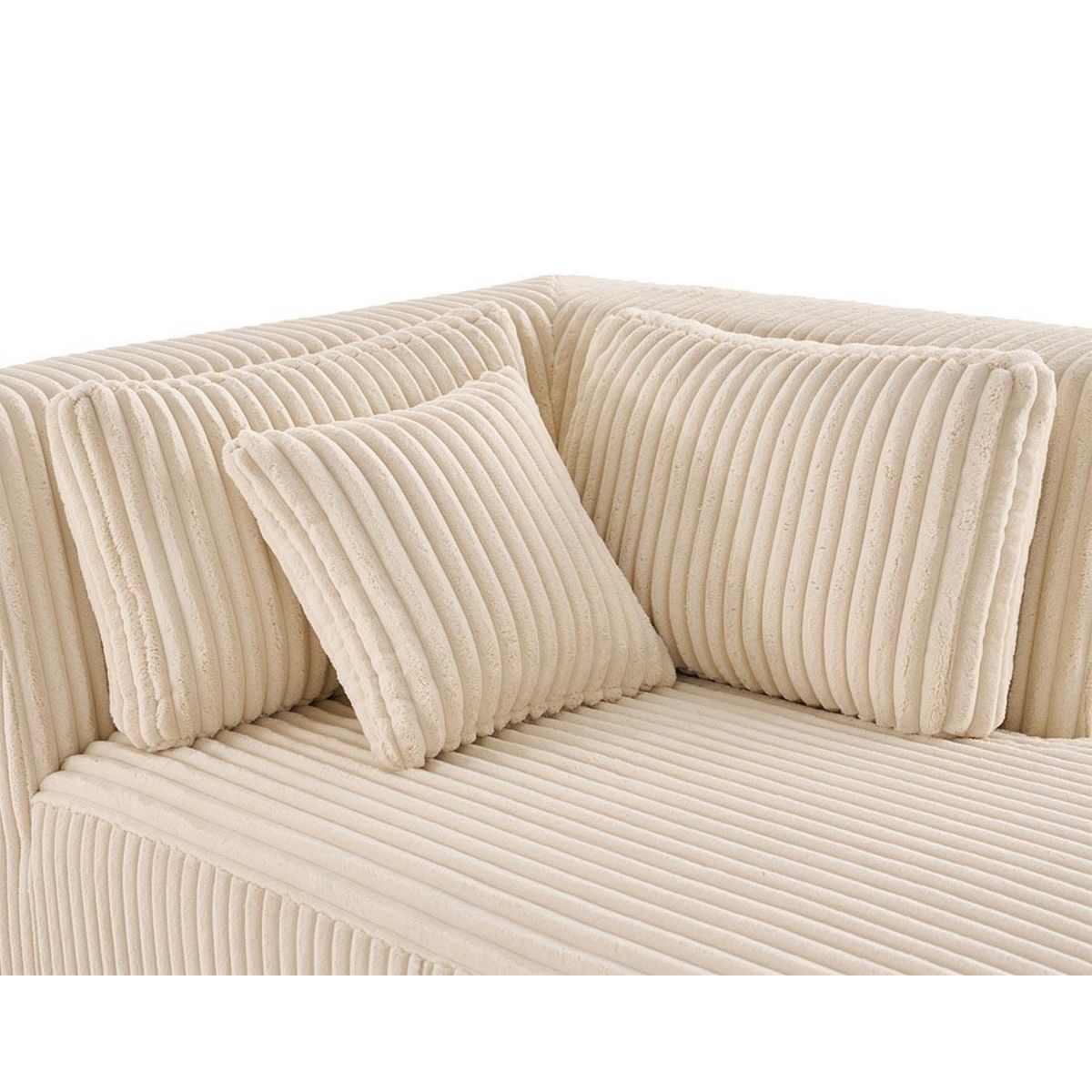 LISA DESIGN Victoire - module d'assise méridienne droit en velours côtelé grosses côtes