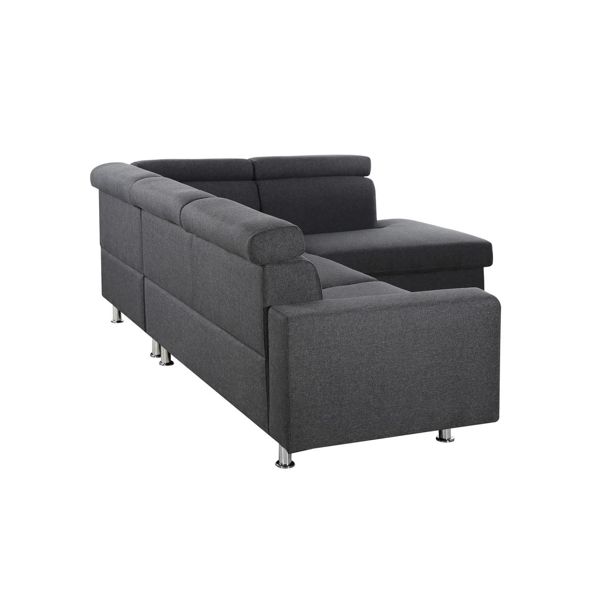 Canapé d'angle 4-5 places fixe avec LED - TOMY -Tissu gris chiné foncé - Angle droit