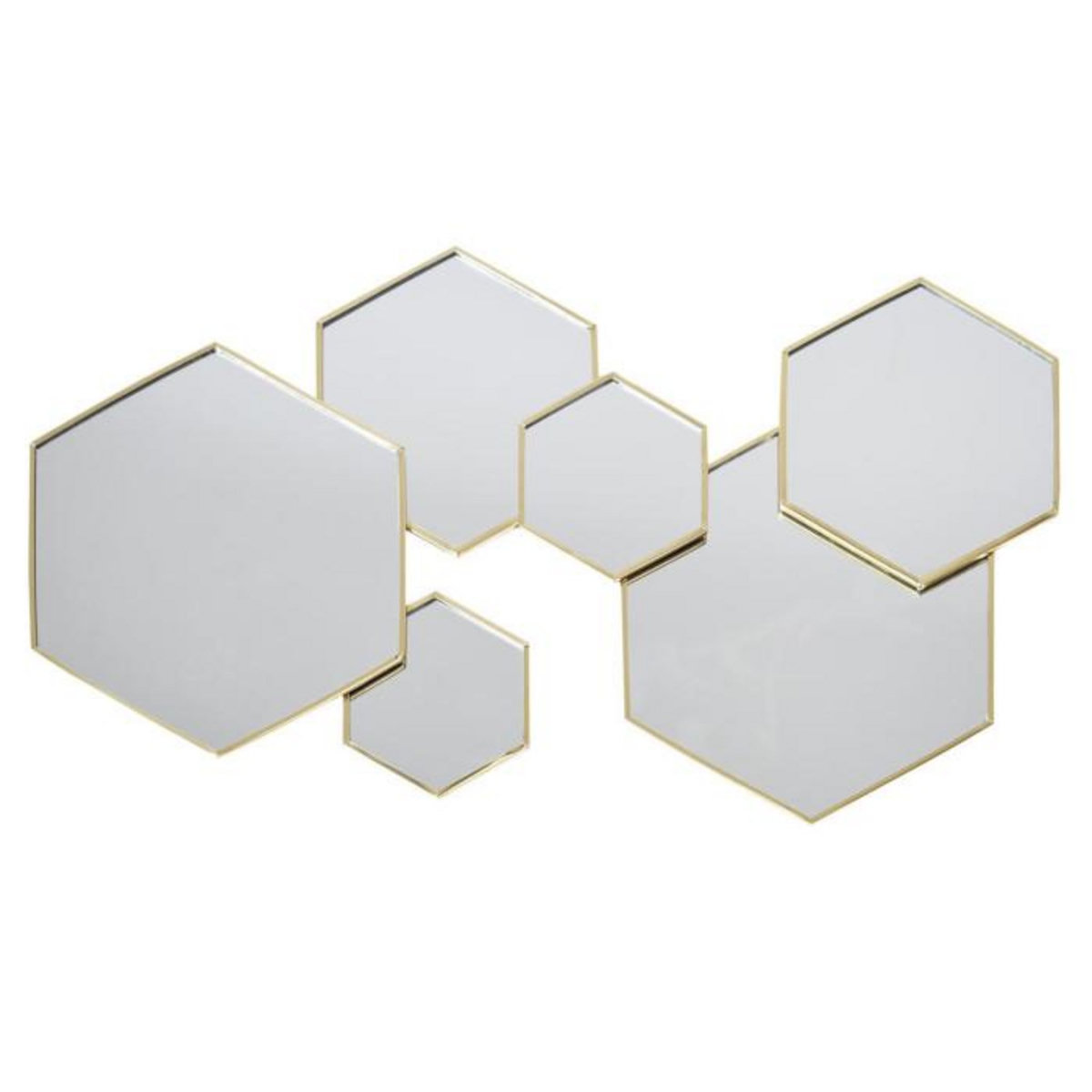 Paris Prix Lot de 6 Miroirs Muraux  Hexagonal  57cm Or
