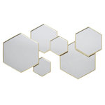 Paris Prix Lot de 6 Miroirs Muraux  Hexagonal  57cm Or