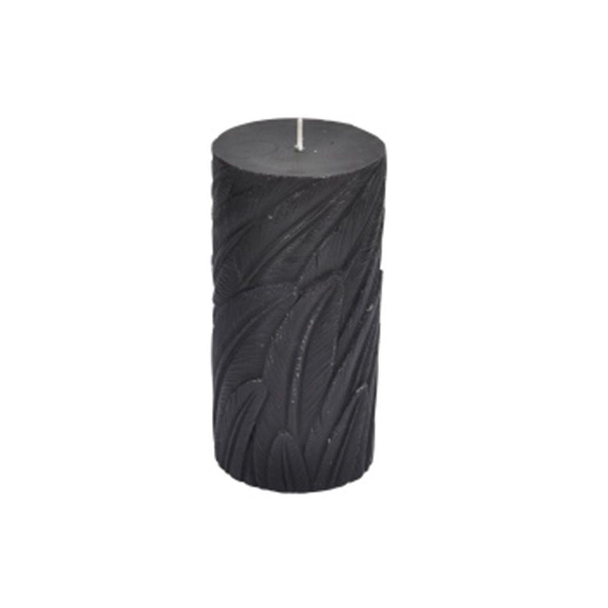 HOMEA Bougie pilier déco embossée  efola  14cm noir mat