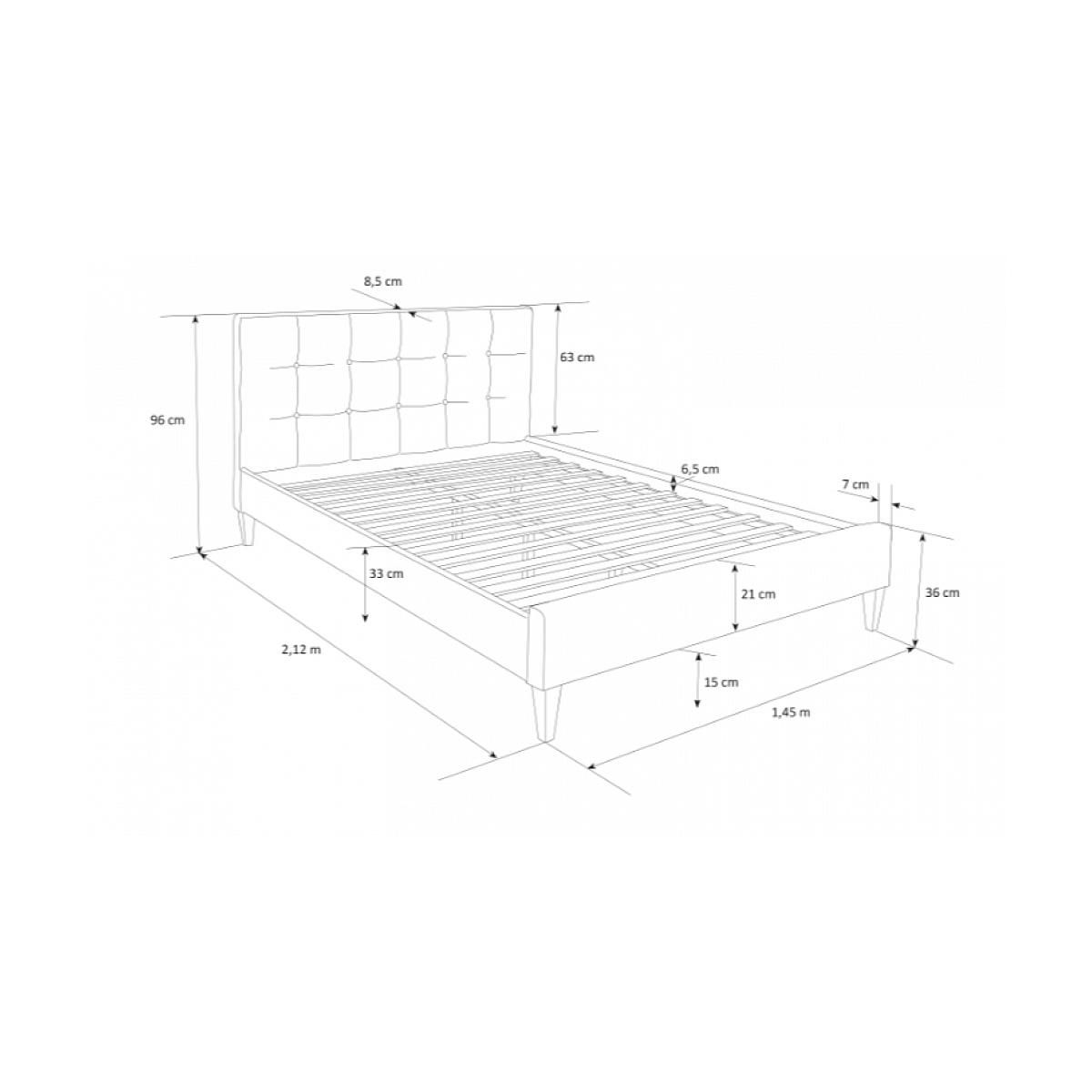 HomeStyle4U Lit double rembourré en tissu noir 140 x 200 cm - Élégance et confort pour votre chambre