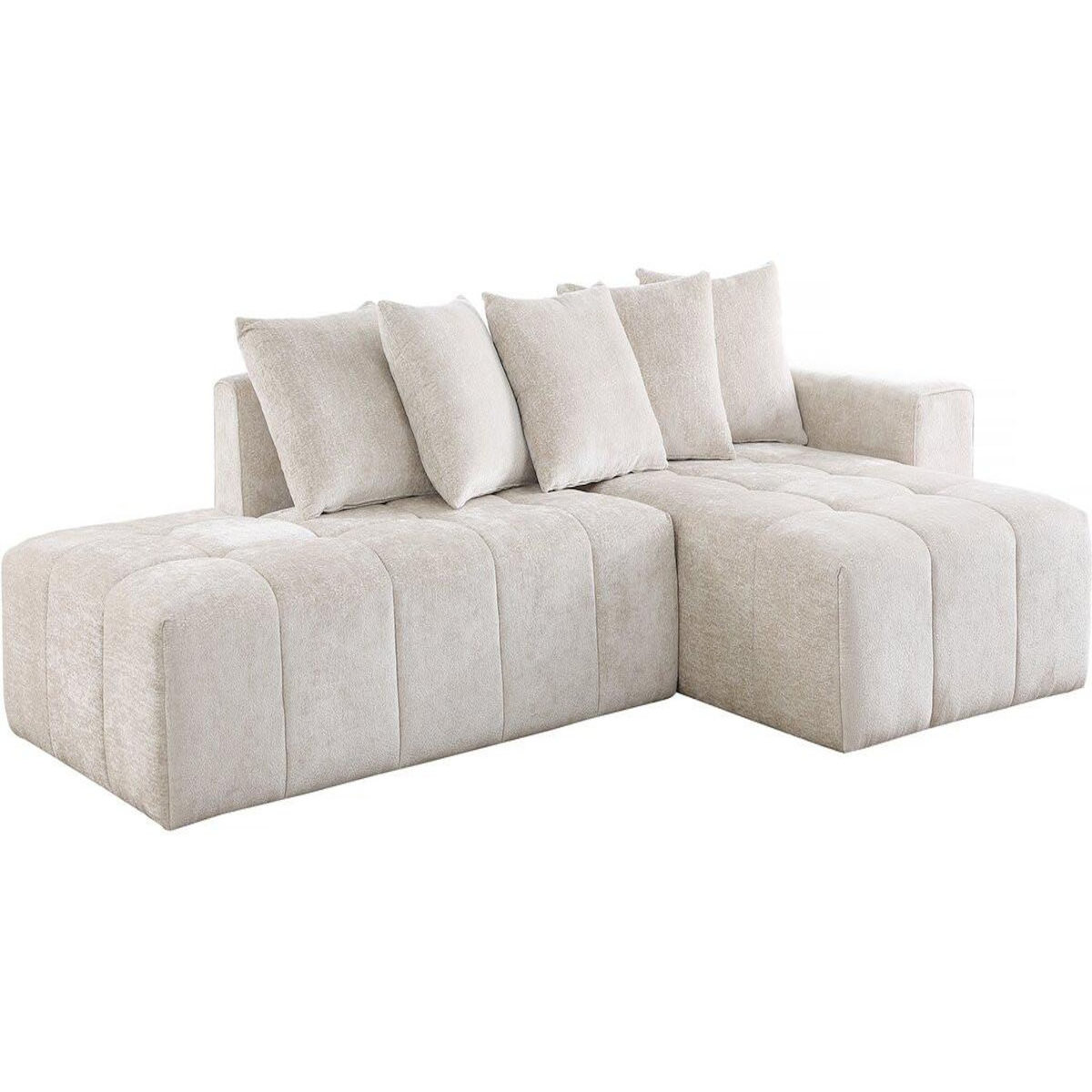 Habitat et Jardin Canapé d'angle en tissu chenille  Haussmann  3 places - Beige