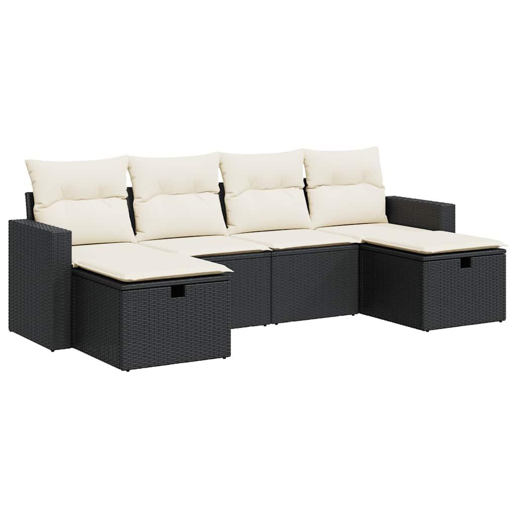 Voir la diapositive 2 : VIDAXL Salon de jardin 6 pcs avec coussins noir resine tressee