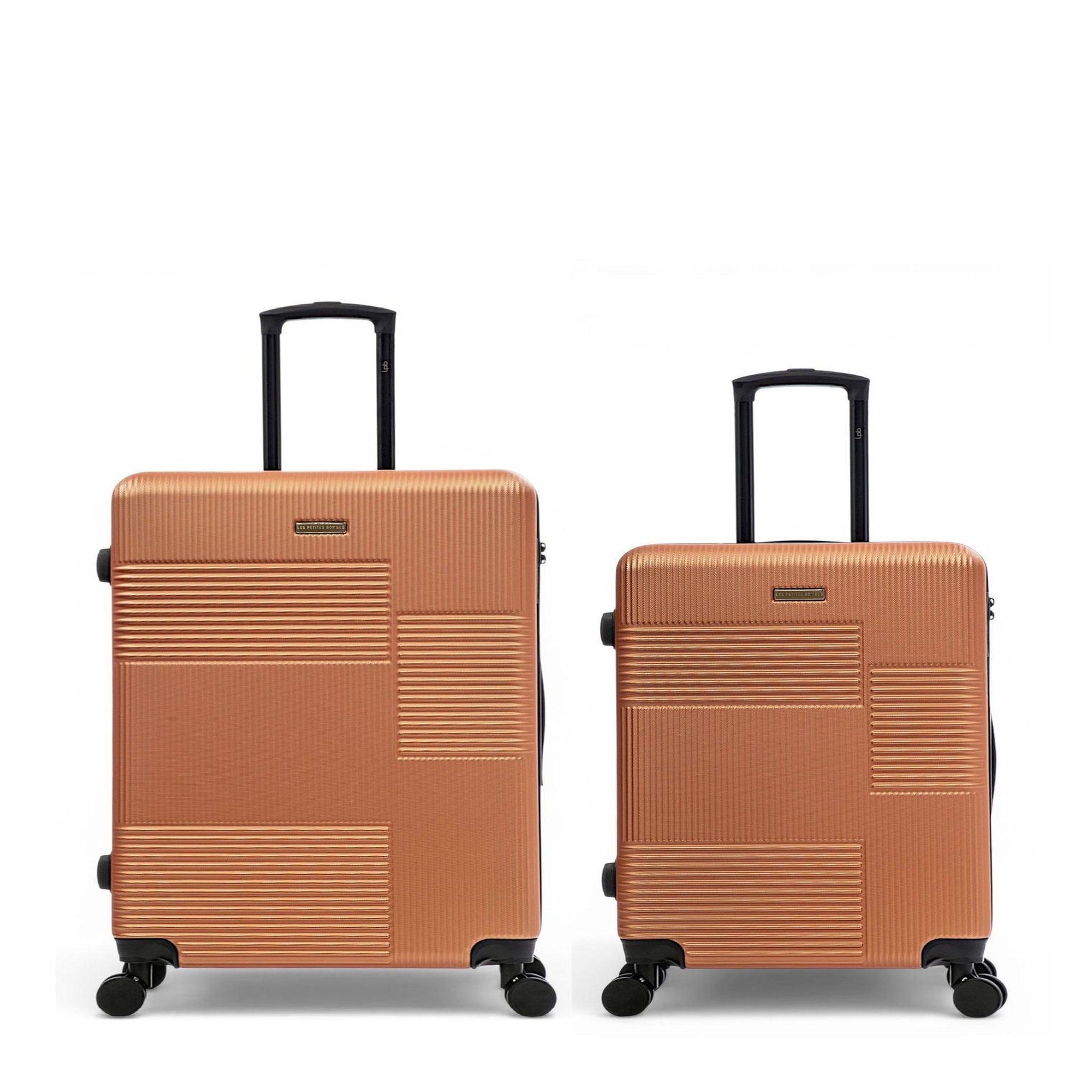 LES P'TITES BOMBES LPB Lot de 2 Valises Rigides Grand Format et Taille Moyenne LIVIA. Coloris disponibles : Bicolore, Bleu, Orange