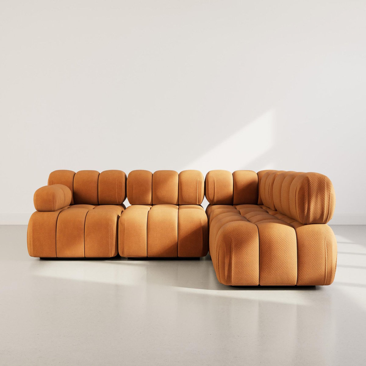 LISA DESIGN Ruby - canapé modulable d'angle droit 5 places en velours texturé