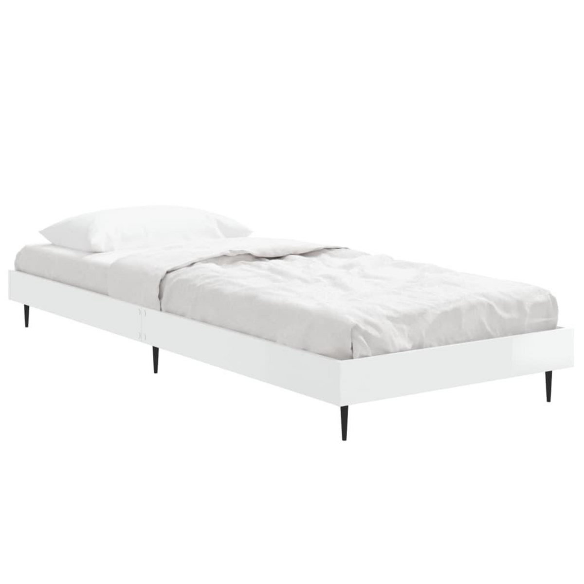 VIDAXL Cadre de lit sans matelas blanc brillant 75x190 cm