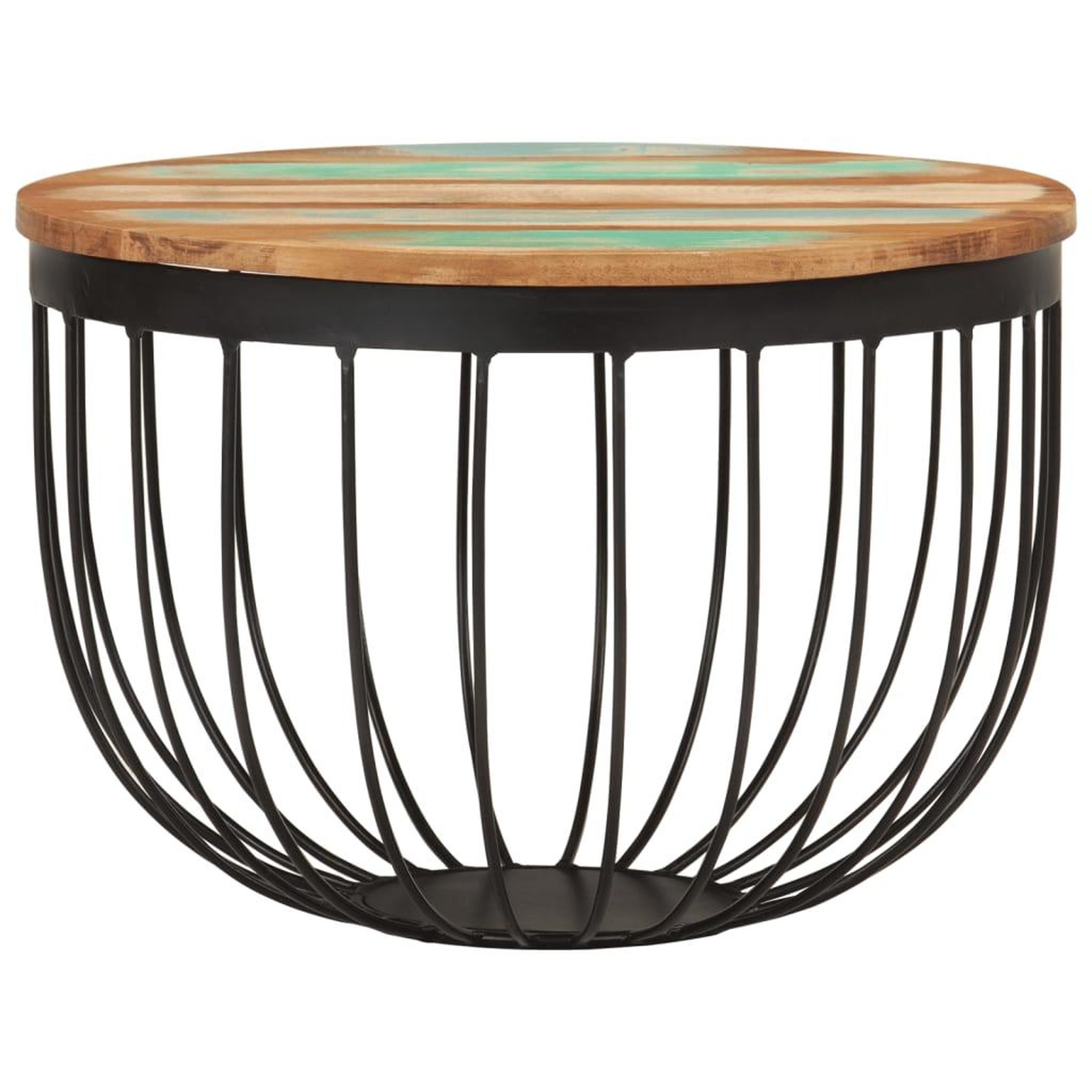 Voir la diapositive 2 : VIDAXL Table basse Ø50x35 cm bois de recuperation massif et acier