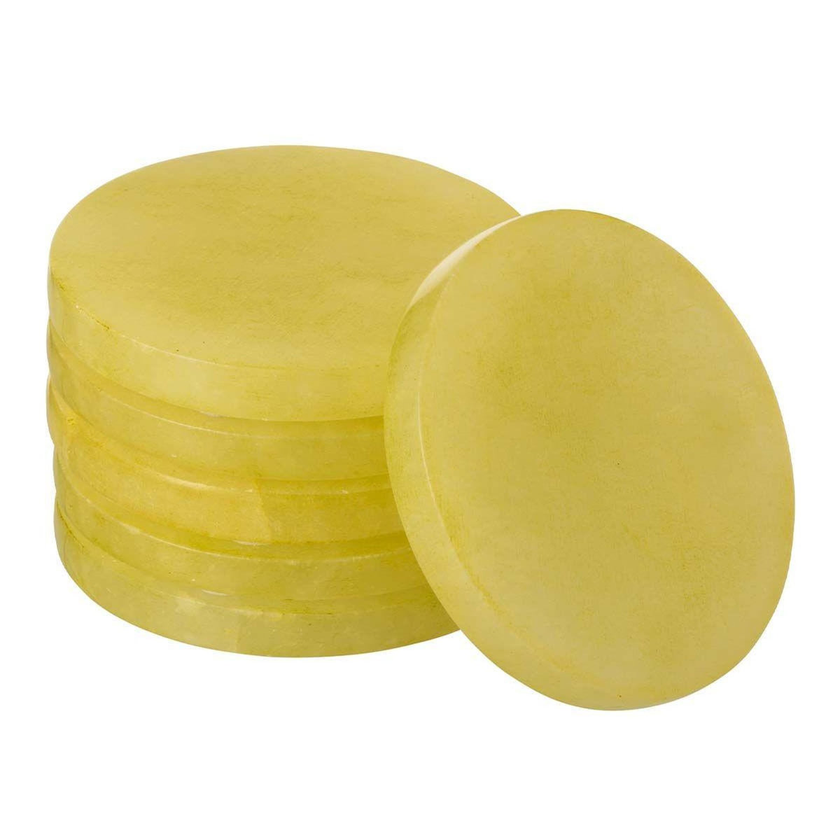 Paris Prix Lot de 6 Dessous de Verre  Alabaster  10cm Jaune
