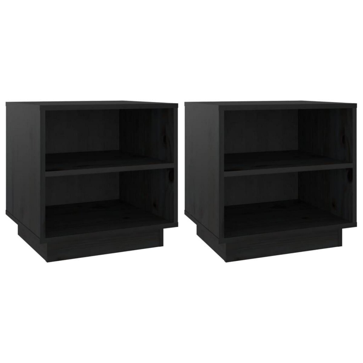 VIDAXL Tables de chevet 2 pcs Noir 40x34x40 cm Bois de pin solide