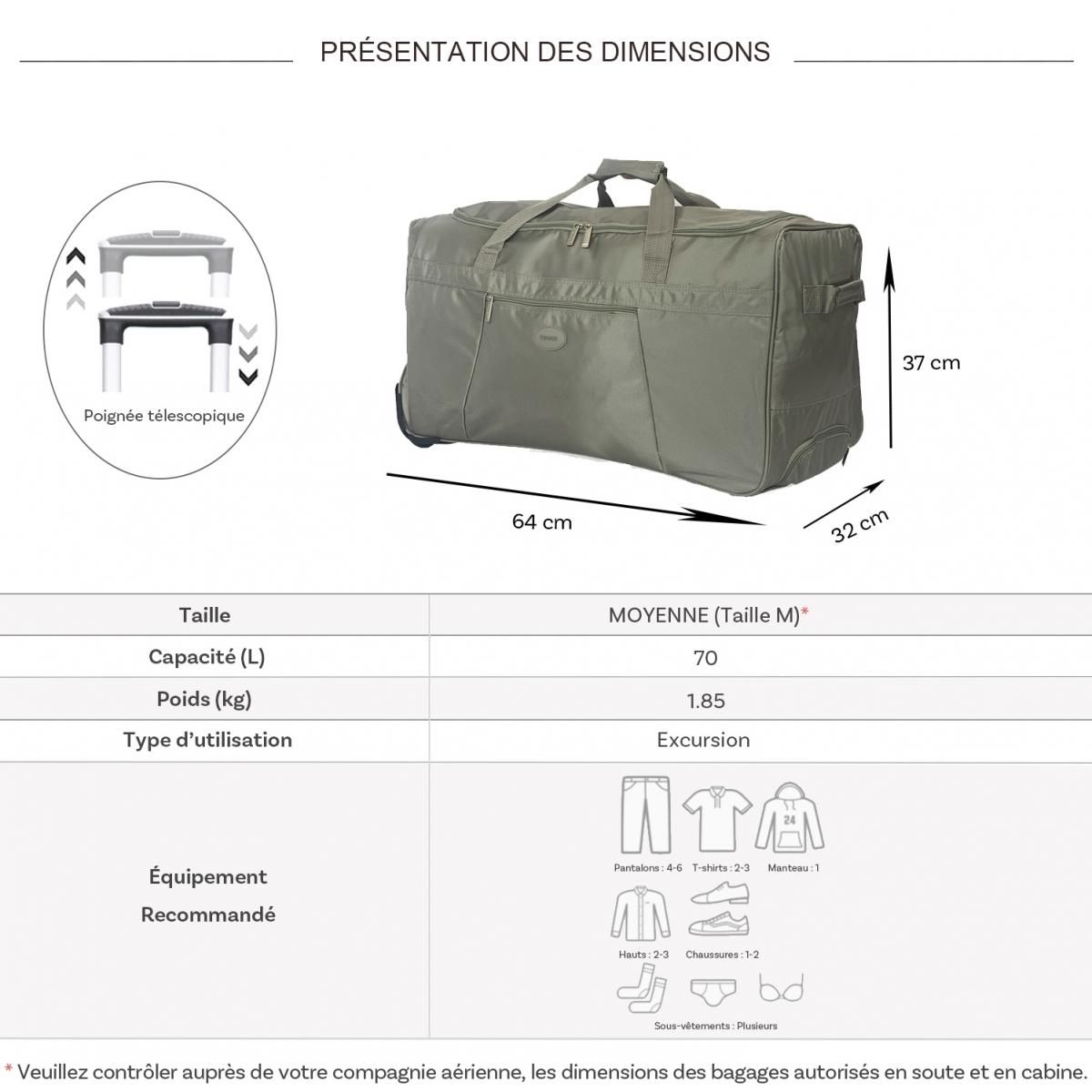 TRUCK Sac de voyage avec roulettes 70L  64cm
