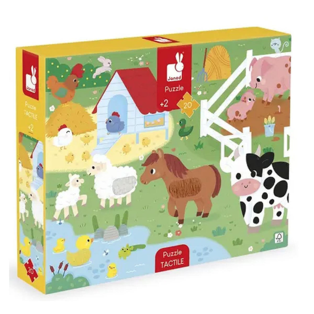 Juratoys-Janod Puzzle Tactile 20 Pieces - Ferme