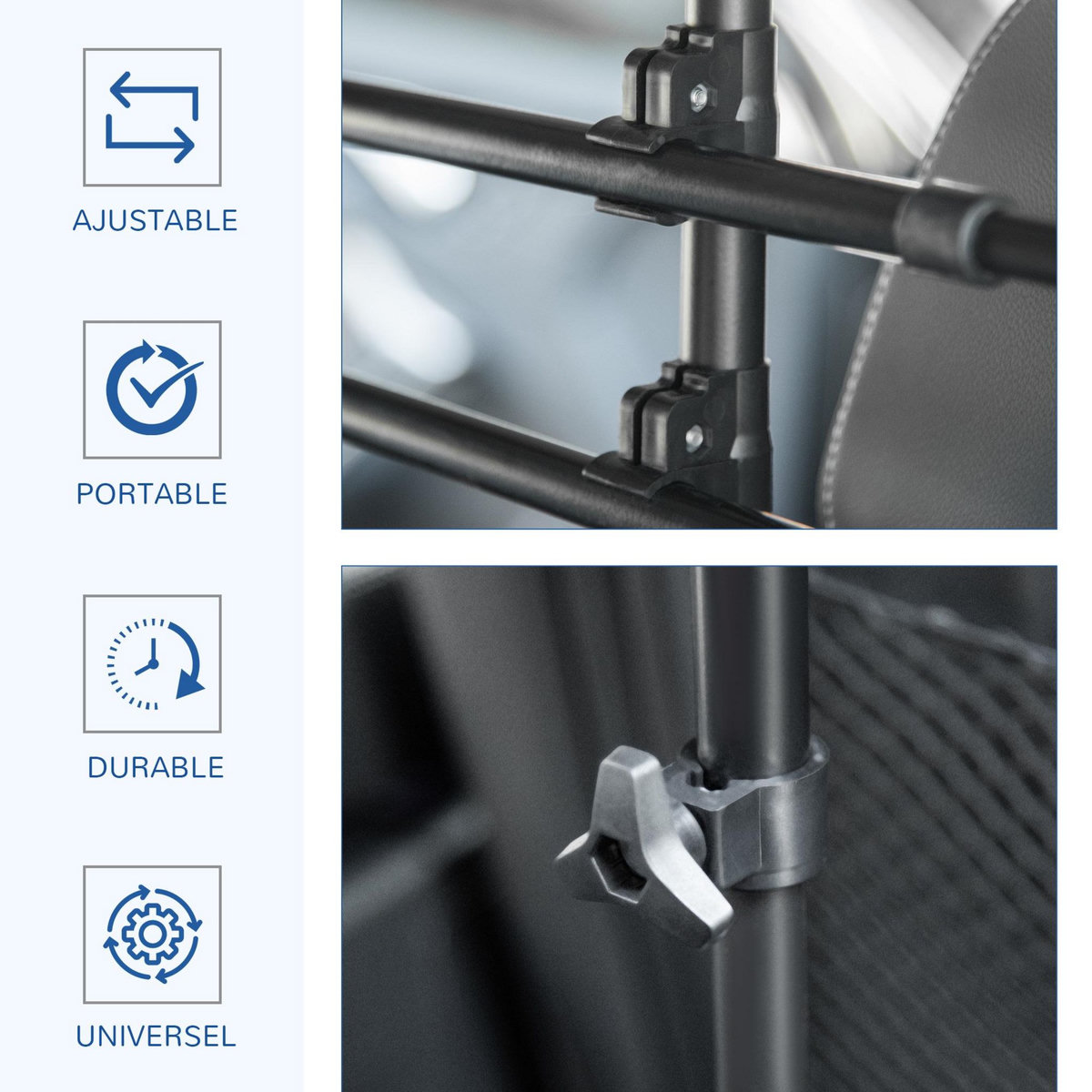 PAWHUT Grille de séparation extensible voiture barrière de sécurité barre réglable pour chien acier noir