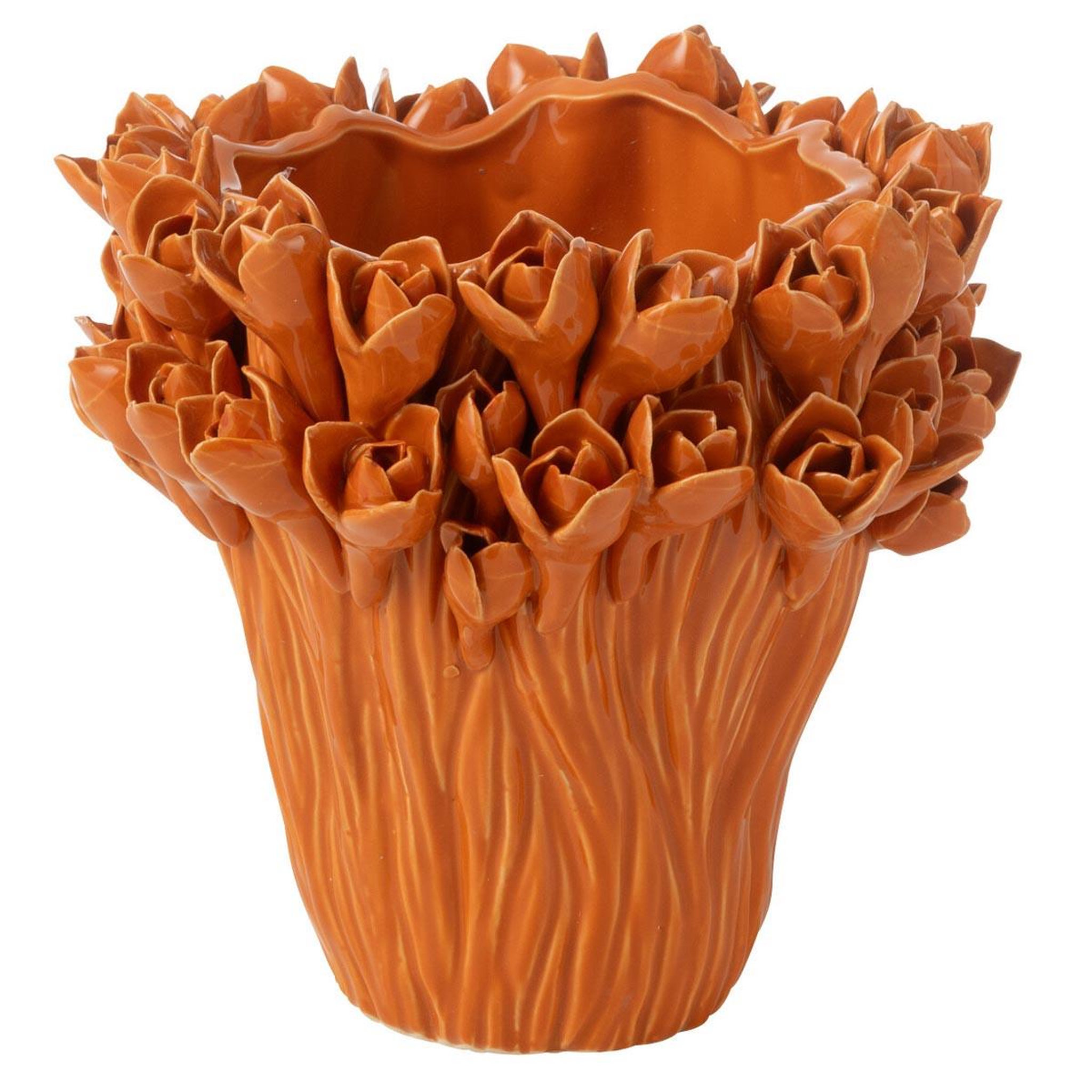 J-LINE Vase déco en grès  ambrosia  19cm orange
