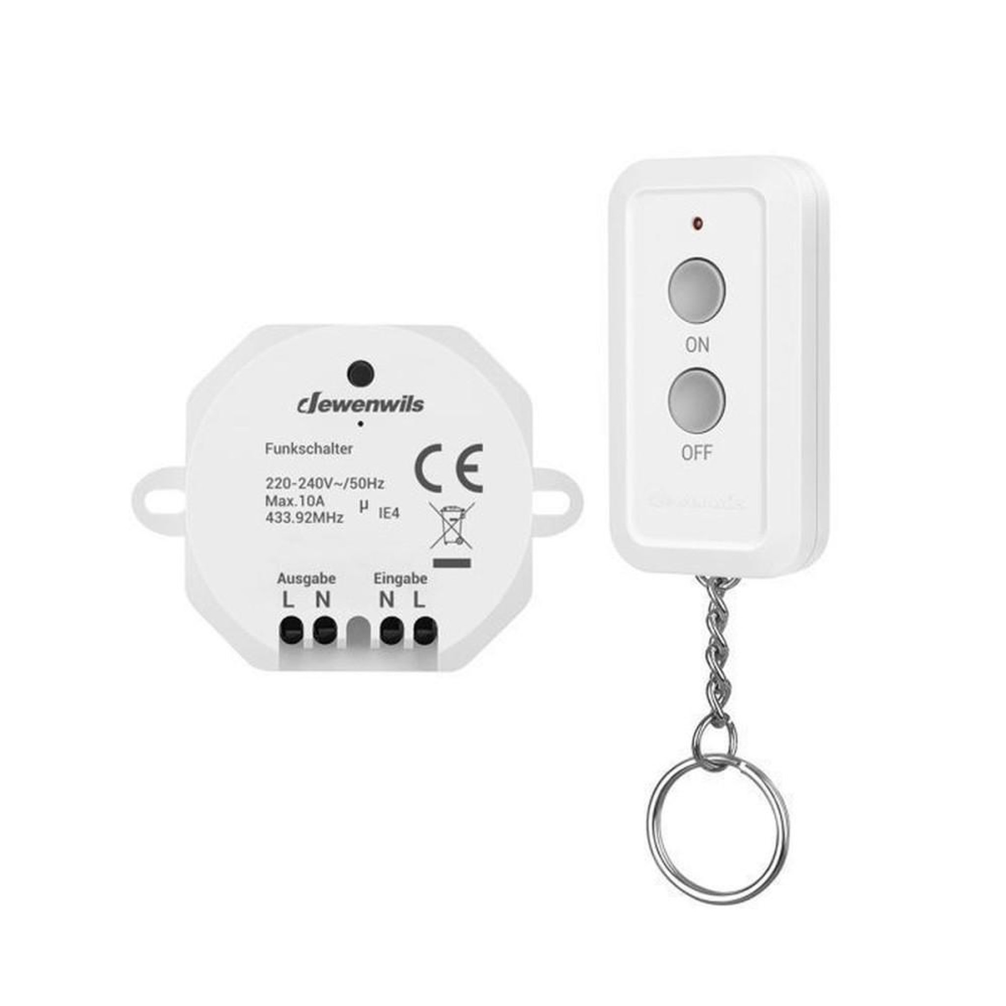 Interrupteur d éclairage sans fil 230V 10A 2300W 433,92 MHz portée 30 m avec 1 récepteur et 1 télécommande