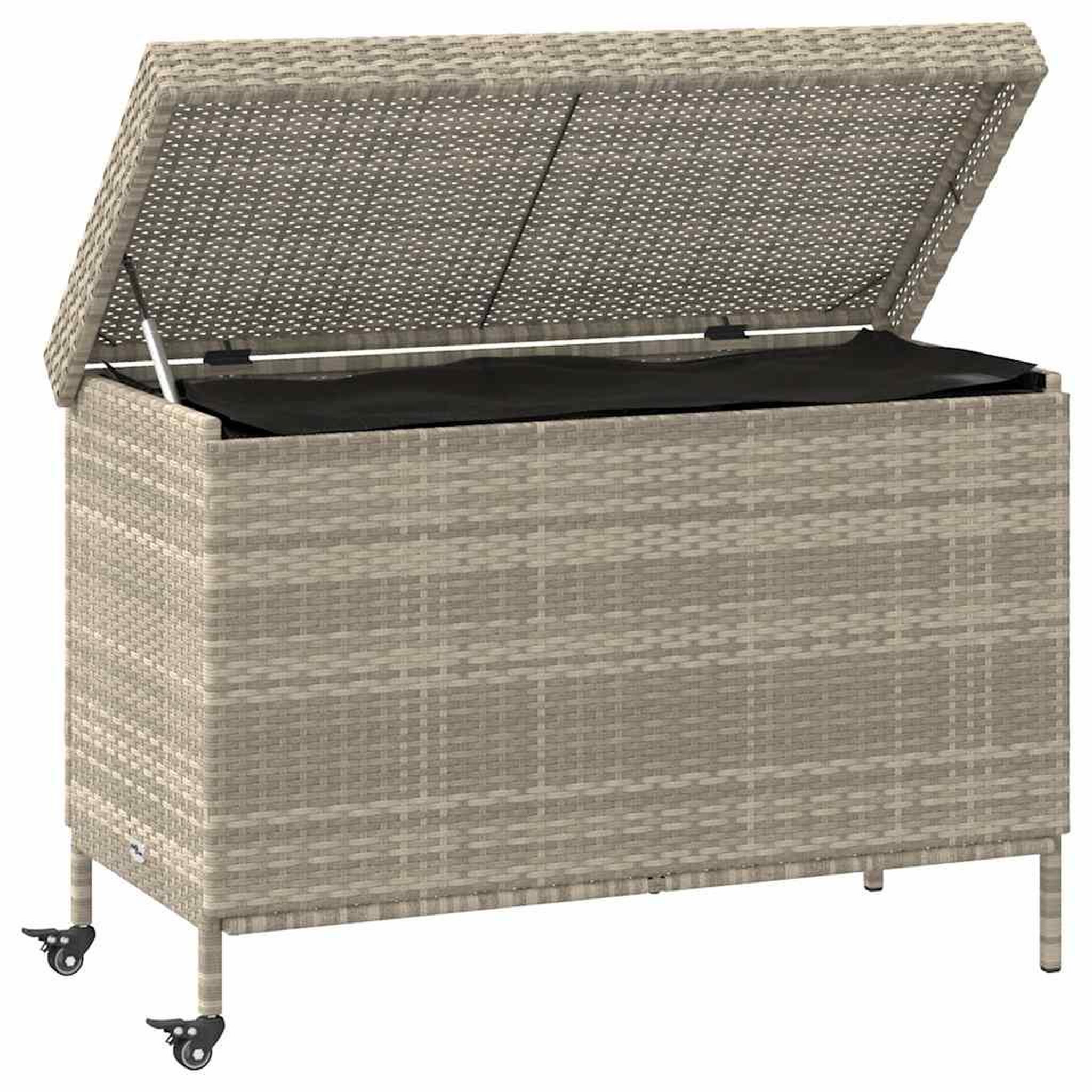 Voir la diapositive 3 : VIDAXL Boîte de rangement de jardin et roues gris clair resine tressee