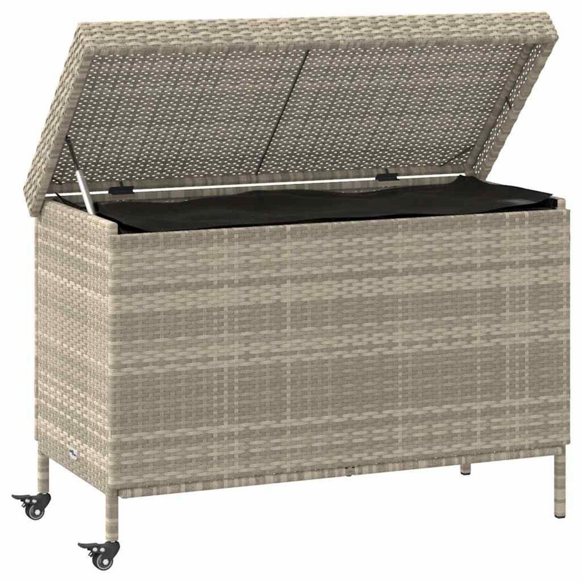 VIDAXL Boîte de rangement de jardin et roues gris clair resine tressee