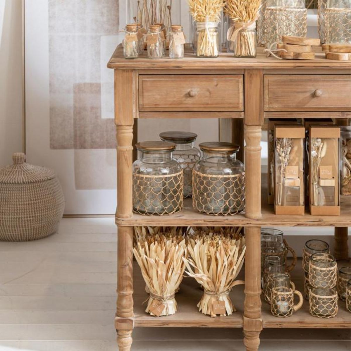 Paris Prix Photophore Design  Tricot  13cm Transparent & Naturel