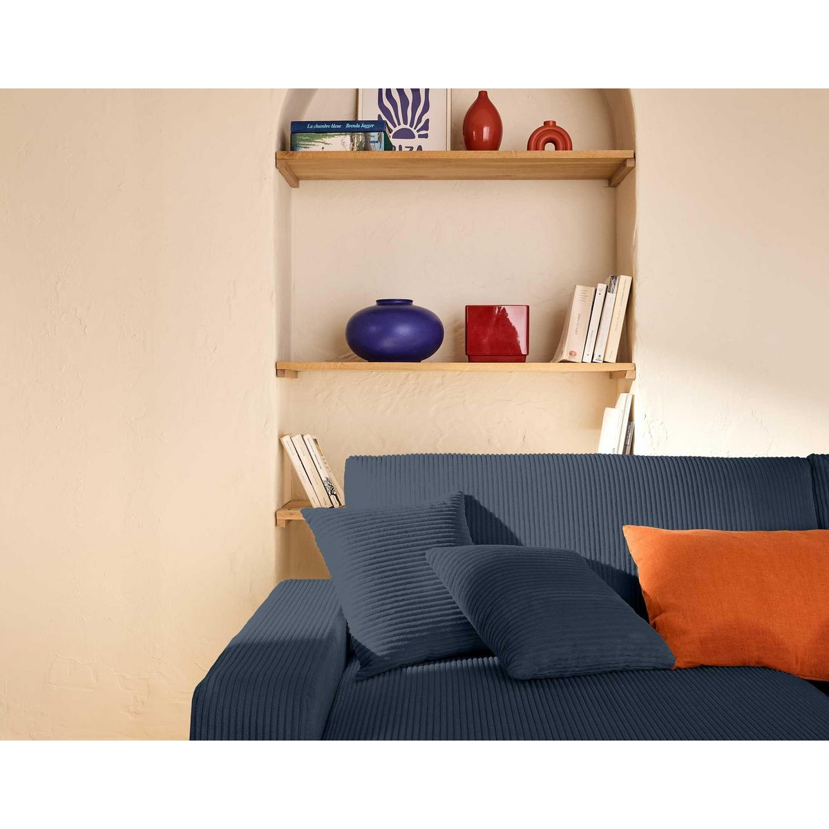 LISA DESIGN Pivoine - canapé panoramique en u - 7 places - convertible avec coffre - en velours côtelé