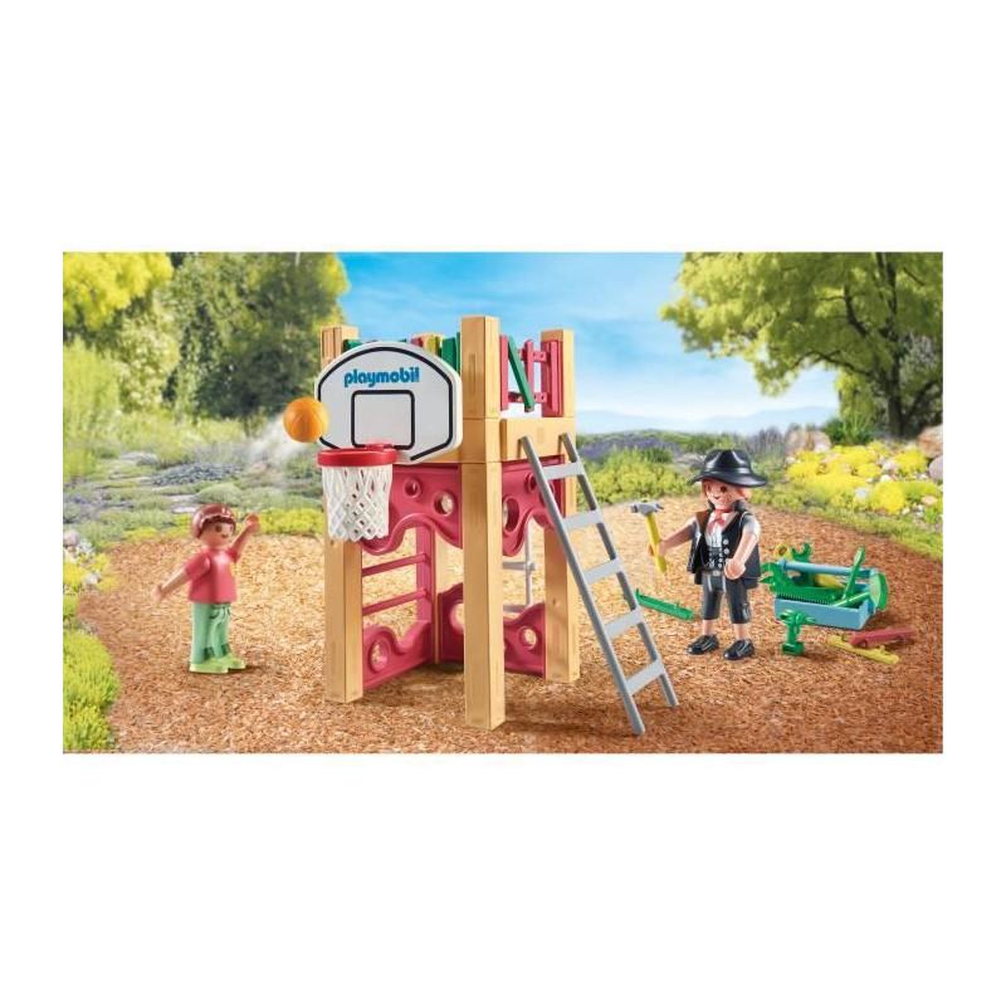 Voir la diapositive 2 : PLAYMOBIL Jeu de construction Playmobil Charpentier avec Tourelle de Jeu