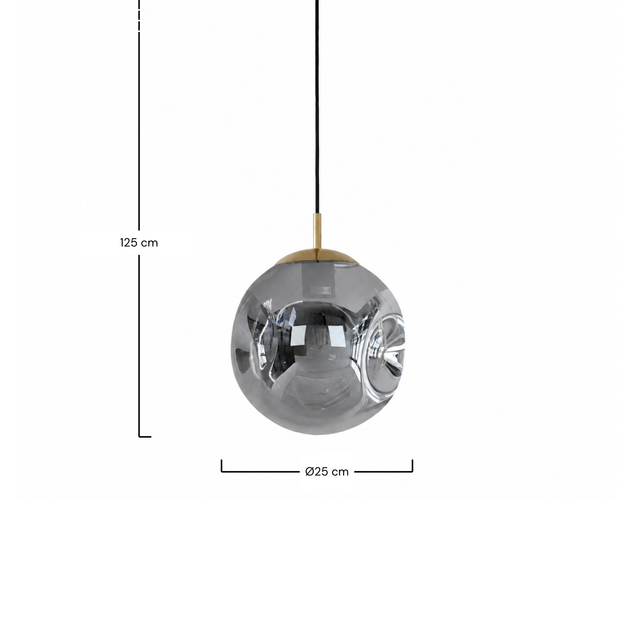 Voir la diapositive 4 : MAISON PAVANE Suspension chrome en verre D25 cm-Brume