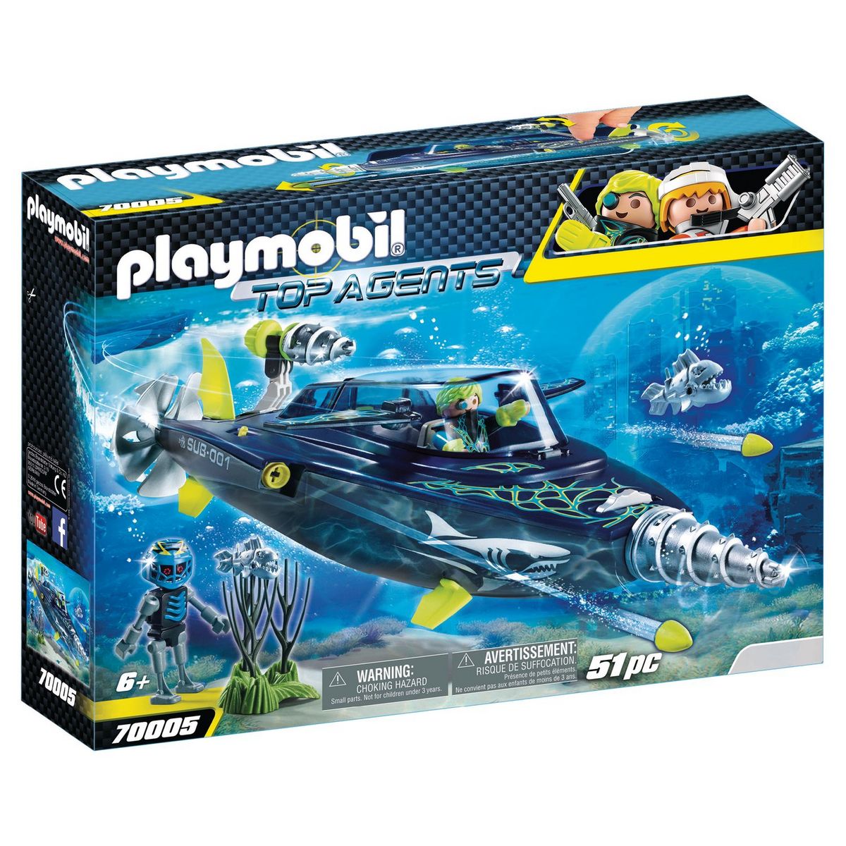 PLAYMOBIL 70005 - Top Agents - Sous-marin d'attaque S.H.A.R.K Team