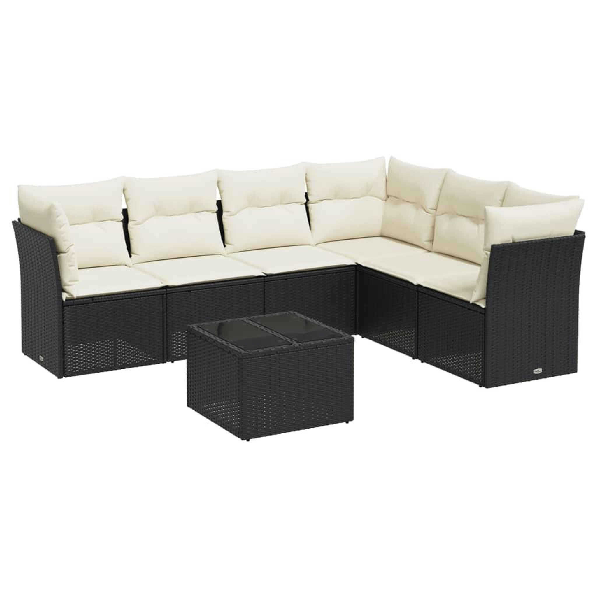 Voir la diapositive 2 : VIDAXL Salon de jardin 7 pcs avec coussins noir resine tressee