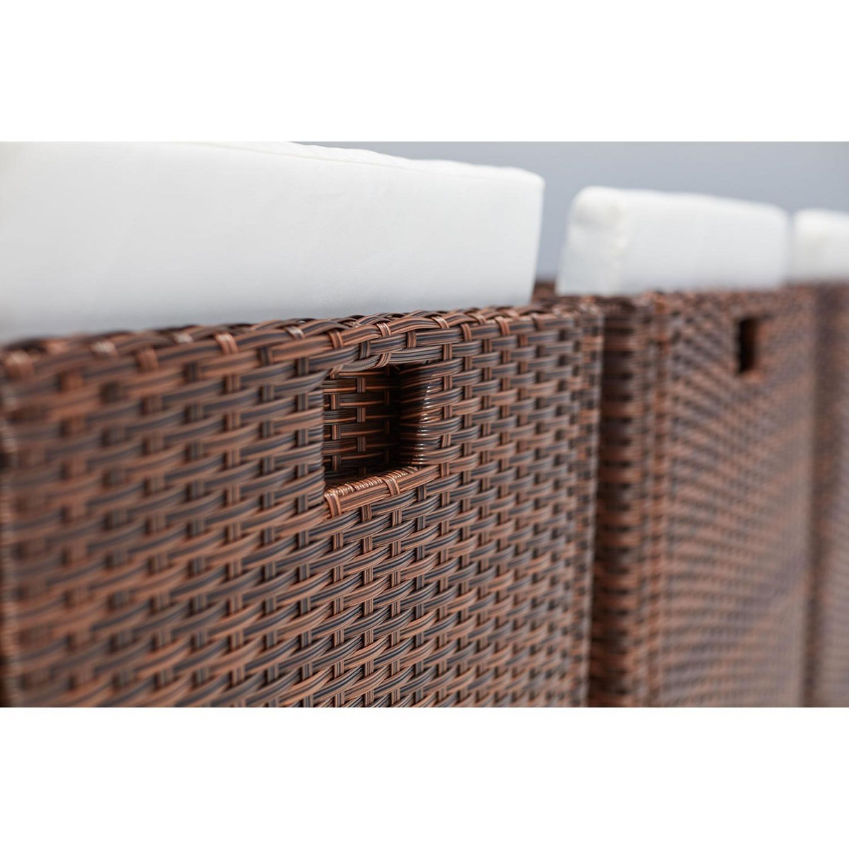 CONCEPT USINE Table et chaise 12 places encastrables alu résine marron-blanc SUNSET