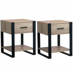 ID MARKET Lot de 2 tables de chevet ONYX 1 tiroir avec tablette bois et noir