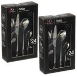 TOILINUX Lot de 2 Ménagères en Acier Inoxydable - 48 Couverts. Coloris disponibles : Noir, Jaune