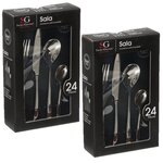 TOILINUX Lot de 2 Ménagères en Acier Inoxydable - 48 Couverts. Coloris disponibles : Noir, Jaune