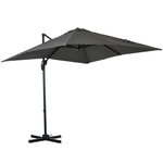 OUTSUNNY Parasol déporté carré inclinable manivelle avec pied en acier dim. 2,45L x 2,45l x 2,45H m métal alu. polyester haute densité gris