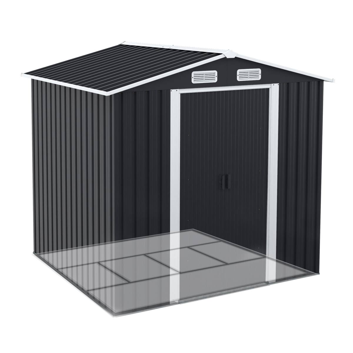 ID MARKET Abri de jardin 3,7M² gris en acier galvanisé avec base