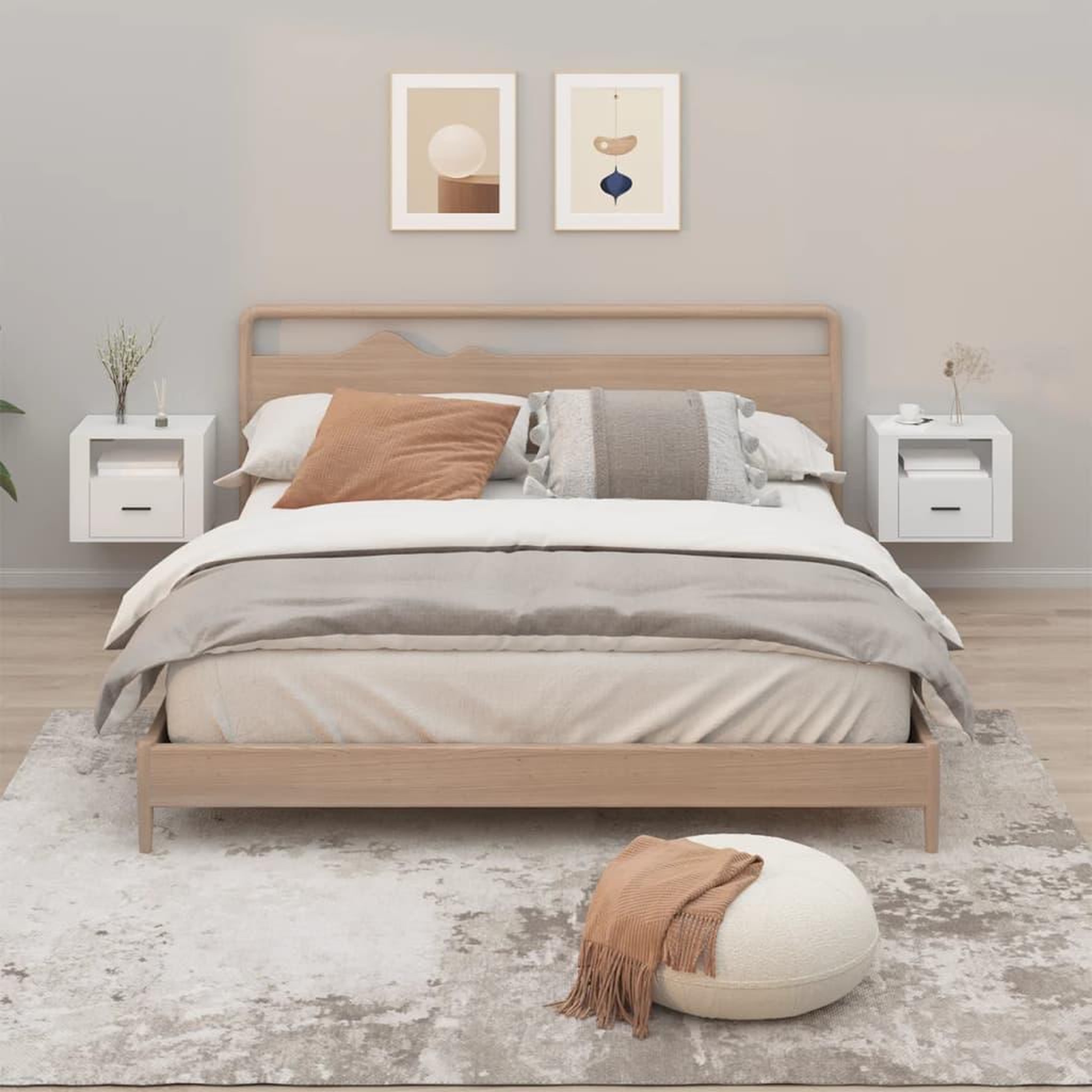 Voir la diapositive 1 : VIDAXL Tables de chevet murales 2 pcs Blanc 50x36x40 cm