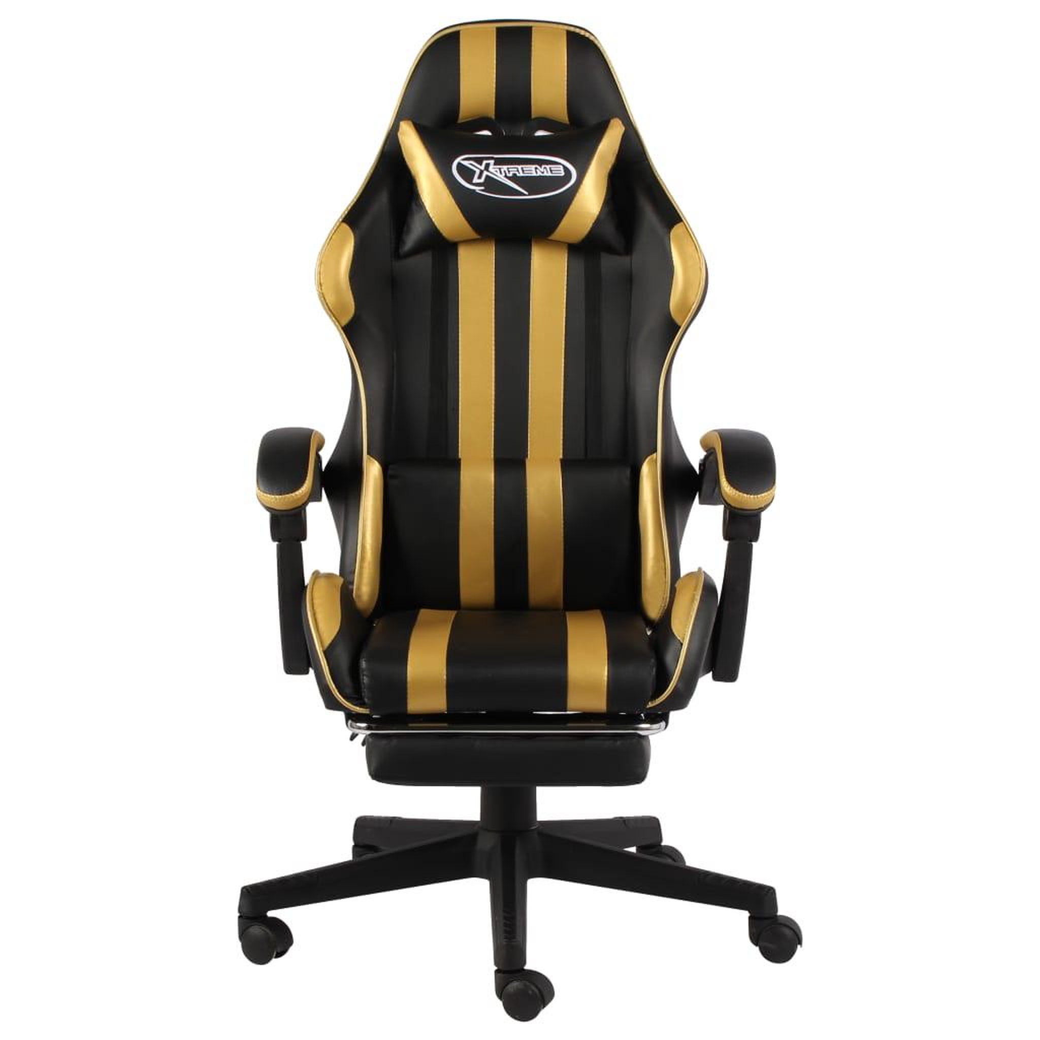 Voir la diapositive 2 : VIDAXL Fauteuil de jeux video avec repose-pied Noir et dore Similicuir
