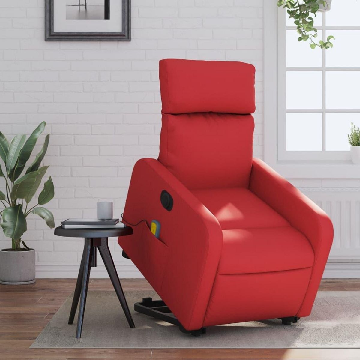 VIDAXL Fauteuil inclinable de massage electrique rouge similicuir