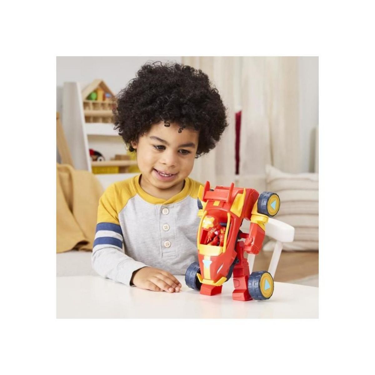 HASBRO Armure mecha Iron Man et véhicule 2-en-1, Marvel Iron Man and his Awesome Friends, des 3 ans